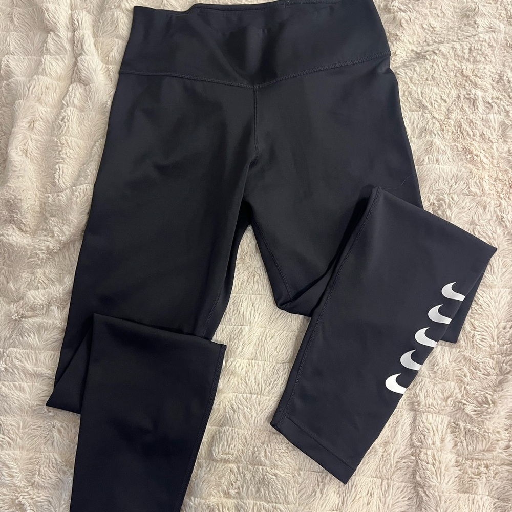 Nike Kids Black Leggings with White Moon Design
